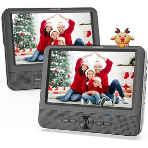FANGOR 7.5 Inch Dual Car DVD Player, Portable Headrest Video Player for Car with 5 Hours Rechargeable Battery, Last Memory, AV Out/in, Support USB/SD/Sync TV, All Regions (1 Player+1 LCD Screen) in Saudi Arabia