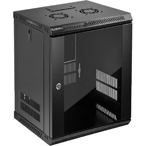 6U Wall Mount Server Rack Cabinet for 19'' IT Equipment, AV Device | 17.7 Inch Depth Network Cabinet Enclosure, Lockable Glass Door with Cooling Fan, Easy Install for Home Office Media Equipment in Saudi Arabia
