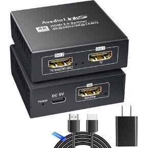 4K@60Hz HDMI Splitter 1 in 2 Out for TV & Soundbar w/ 4Ft HDMI Cable, HDCP 2.2 Bypass, HDMI Audio Splitter Support Dolby Vision/Atmos 7.1ch, Downscale 4K/1080P Sync, 1080P@120Hz, 2K@144Hz for PS5,Roku in Saudi Arabia