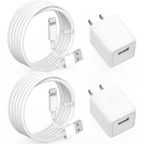 iPhone Charger,Cube iPhone Charger Travel 2Pack 6FT Lightning Cable Cord Quick Fast Charging Cord USB Wall Chargers Travel Plug Adapter for iPhone14/13/12/11/10/X/8 Plus/XR/XS Max/7/SE/iPad,Airpods in Saudi Arabia
