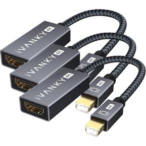 IVANKY 4K Mini DisplayPort to HDMI Adapter, 4K@30Hz Mini DP to HDMI Adapter | Gold-Plated/Braided Thunderbolt 2 to HDMI Compatible with MacBook Air/Pro, Microsoft Surface Pro/Dock, Monitor, Projector in Kuwait