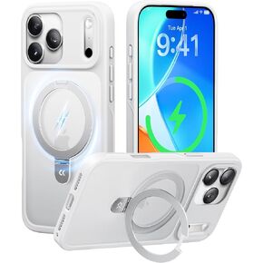 CASEKOO Ultra-Magnetic Stand for iPhone 16 Pro Max Case, Shockproof, Black | [Military Drop Protection] [Compatible with MagSafe] Translucent Matte Slim Ring Holder Case for iPhone 16 ProMax 6.9 Inch in Saudi Arabia