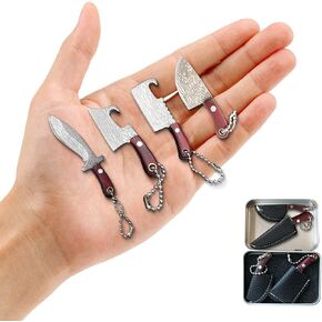 HAOXU MIni Hatchet Pocket Knife Tiny Axe Knife Set Damascus Small Hatchet for Package Opener Box Cutter Outdoor Camping - Set of 4 in Saudi Arabia