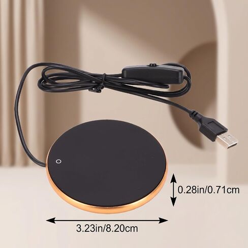 USB Mug Warmer with Wired Switch, Low Power Even Heating for | Aluminum Alloy Tempered Glass, 8-10W Desk Warmer for Milk, Enzymes, Tea, Compact 3.2in Diameter for Travel in Kuwait