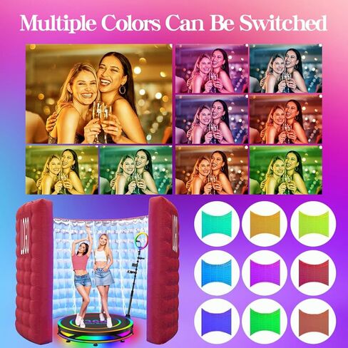 Photo Booth Inflatable Silver Reflective with LED 360 Photo Booth Inflatable Enclosure Suitable for Birthday Parties/Weddings/Mall Advertisements/Photography Props Etc（13.12FT） in Saudi Arabia