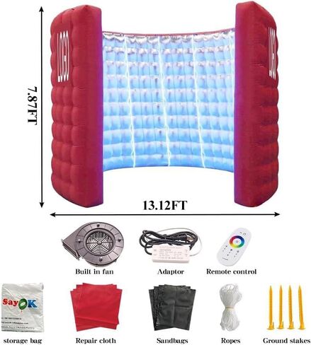 Photo Booth Inflatable Silver Reflective with LED 360 Photo Booth Inflatable Enclosure Suitable for Birthday Parties/Weddings/Mall Advertisements/Photography Props Etc（13.12FT） in Saudi Arabia