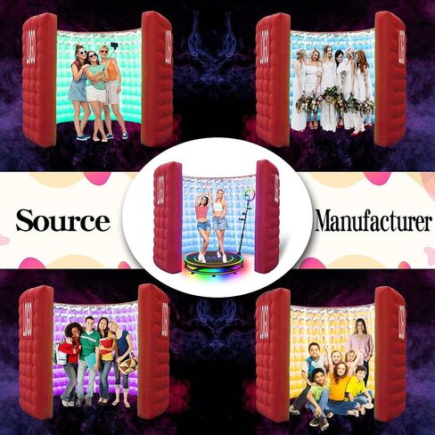 Photo Booth Inflatable Silver Reflective with LED 360 Photo Booth Inflatable Enclosure Suitable for Birthday Parties/Weddings/Mall Advertisements/Photography Props Etc（13.12FT） in Saudi Arabia