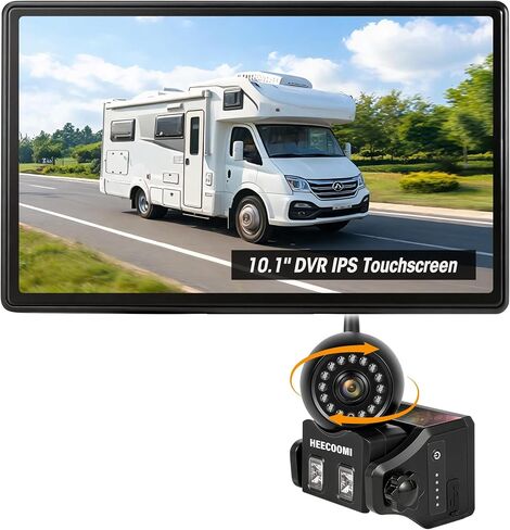 4 Magnetic Solar Wireless Backup Camera, 360° Rotating Lens + 10.1" HD Touchscreen DVR, 4x1000mAh Rechargeable IR Rear+Side-View Cameras, Auto-Sleep & Waterproof for RV/Truck/Trailer, ART4 in Saudi Arabia