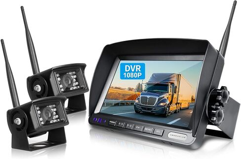 ZEROXCLUB Wireless Backup Camera System Kit for Rv/Truck/Bus/Pickup/Van, No Interference,Night Vision, IP69 Waterproof Rear View Camera + 7’’ LCD Wireless Reverse Monitor (W01-7 inch) in Saudi Arabia