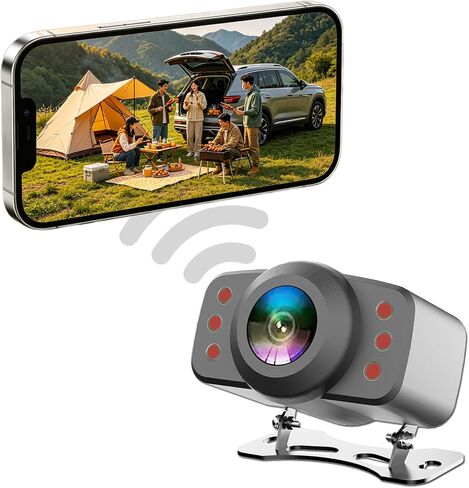 Wireless Backup Camera, RVInWest 1080P WiFi Waterproof Night Vision Wide View Angle, Stable Sign Front Rear View Camera for Car Truck SUV Pickup Camper Van Trailer for iPhone iPad Android Smartphone in Kuwait