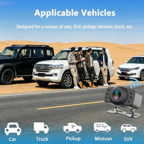 Wireless Backup Camera, RVInWest 1080P WiFi Waterproof Night Vision Wide View Angle, Stable Sign Front Rear View Camera for Car Truck SUV Pickup Camper Van Trailer for iPhone iPad Android Smartphone in Kuwait