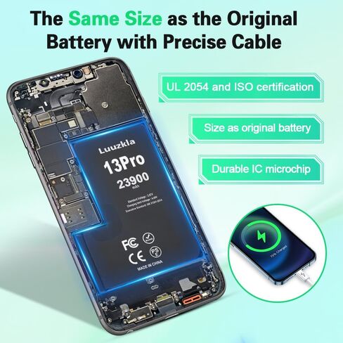 23900mAh (2025 New Upgrade) Battery Compatible with iPhone 13 Pro, Super Capacity Battery Compatible with iPhone 13 Pro, with Full Tool Kits-0 Cycle High Capacity (24-Month Service) in Kuwait