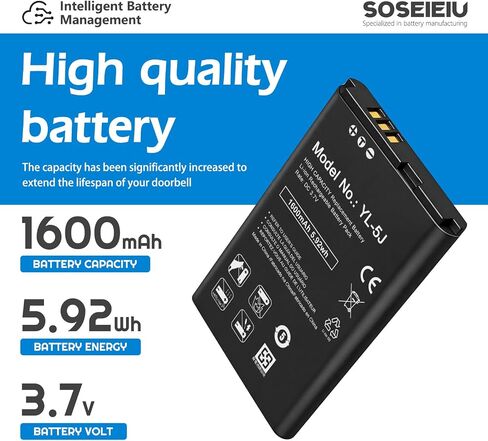 YL-5J Battery,2026 New Upgrade 1600mAh Battery for Yealink W59R W56H W60P W76P W77P W79P, 3.7V High Capacity Replacement for One Talk IP DECT VoIP Phones in Kuwait