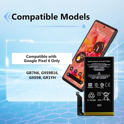 4614mAh Pixel 6 Battery Replacement Kits (New Upgraded) Compatible with Google Pixel 6 All Models with Adhesive and Repair Tool Kits (Pixel 6 Battery) in Kuwait