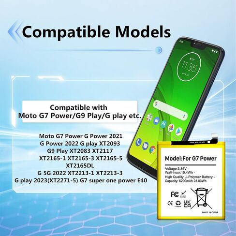 Replacement for Motorola Moto G 5G 2022 JK50 XT2213DL XT2213-3,[2026 New Upgraded] for Moto G Power 2021/G7 Power 4850mAh Standard Capacity Battery Include Complete Repair Tools kit in Kuwait