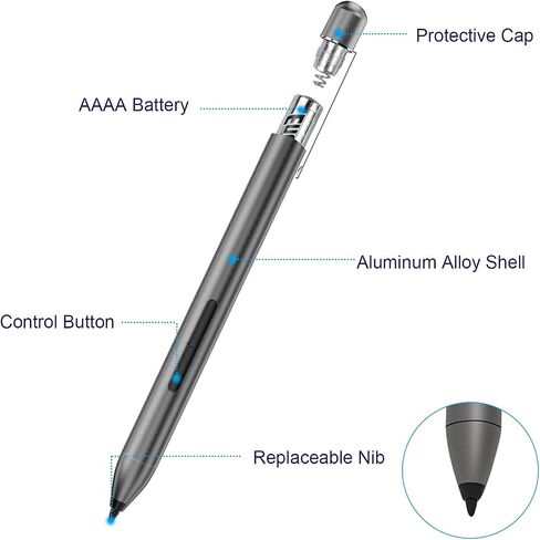 Pen for Microsoft Surface (2500-Hour Working Time), Stylus Pen for Surface Pro 11/10/X/9/8/7/6/5/4/3, Surface Go 3/2/1, Surface Book Laptop Studio 4/3/2/1, Palm Rejection, 1024 Levels Pressure in Saudi Arabia