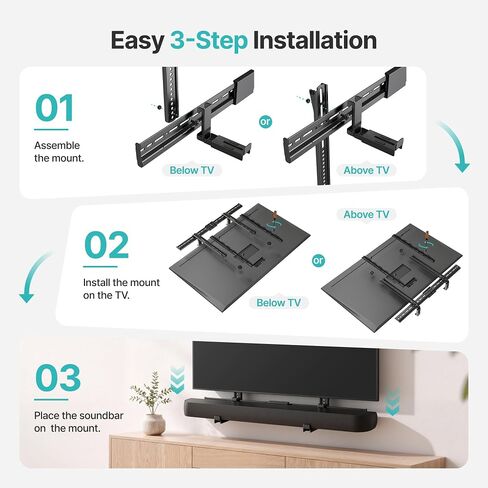 PEGZONE Universal Soundbar Mount 33Lbs Adjustable TV Soundbar Bracket in Saudi Arabia