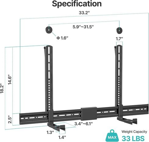 PEGZONE Universal Soundbar Mount 33Lbs Adjustable TV Soundbar Bracket in Saudi Arabia