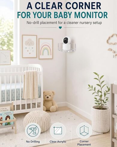 Forzacx Small Floating Shelf for Baby Camera, 30 Second No Drill Install Small wall Shelf, Clear Acrylic Corner Video Bracket, 3 Pack in Saudi Arabia