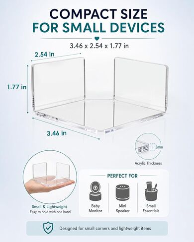 Forzacx Small Floating Shelf for Baby Camera, 30 Second No Drill Install Small wall Shelf, Clear Acrylic Corner Video Bracket, 3 Pack in Saudi Arabia