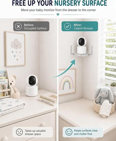 Forzacx Small Floating Shelf for Baby Camera, 30 Second No Drill Install Small wall Shelf, Clear Acrylic Corner Video Bracket, 3 Pack in Saudi Arabia