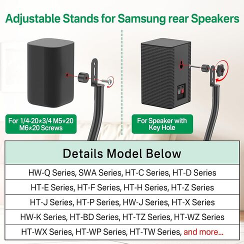 Speaker Stand Pair for Samsung Stands and Wall Mount - 33" to 42" Height Adjust Floor Stand for Samsung Surround Sound Rear Speakers with Keyhole & Thread Hole in Saudi Arabia
