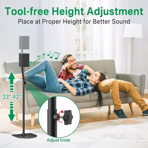 Speaker Stand Pair for Samsung Stands and Wall Mount - 33" to 42" Height Adjust Floor Stand for Samsung Surround Sound Rear Speakers with Keyhole & Thread Hole in Saudi Arabia