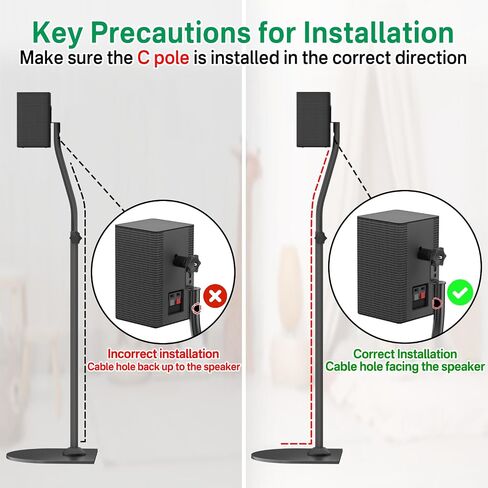Speaker Stand Pair for Samsung Stands and Wall Mount - 33" to 42" Height Adjust Floor Stand for Samsung Surround Sound Rear Speakers with Keyhole & Thread Hole in Saudi Arabia