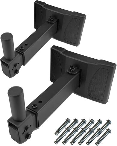HW-339 Speaker Wall Mount, Wall Mount Speakers Brackets Support up to 100lbs Swivel & Tilt, PA Speaker Wall Mount for Large Speakers, Mounting Screws Hidden(2 packs, Black) in Saudi Arabia