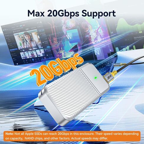 JEYI SSD Enclosure for MacBook 2013-2017, USB-C 3.2 20Gbps External SSD Case, Aluminum Alloy Cooling, Compatible with MacBook Air/Pro 12+16 Pin SSD (SSD Not Included) in Kuwait