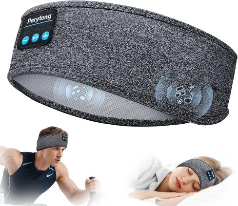 Perytong Sleep Headphones Wireless, Bluetooth Sports Headband Headphones with Ultra-Thin HD Stereo Speakers Perfect for Sleeping,Workout,Jogging,Yoga,Insomnia, Air Travel, Meditation (Grey) in Saudi Arabia