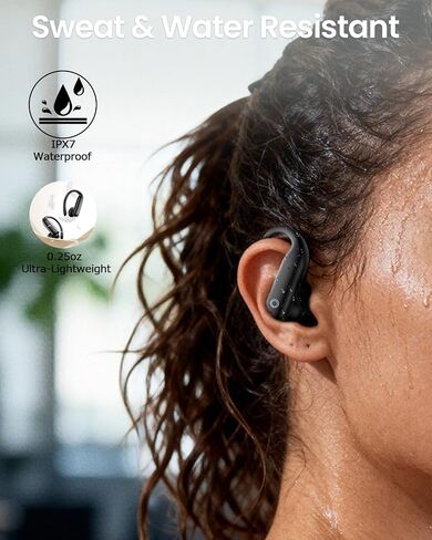 Wireless Earbuds Bluetooth 6.0 with ANC Touchscreen 40H Bass, Obsidian | Noise Cancelling Ear Buds with Ear Hooks for iOS, Android, Sports, Workout, Lightweight Over-ear Headphones Stereo Sound in Saudi Arabia