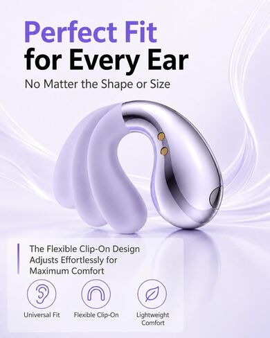 Ultra Open Ear Earbuds - Clip on Earbuds, Open Ear Headphones with Small Lightweight Bone Conduction Design, Comfortable Fit for Running, Gym Workouts and Sports, Aurora Purple in Saudi Arabia