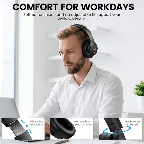 1Mii Y8+ Noise Cancelling Headphones for Gaming, Airplane & Travel, Black | Bluetooth 6.0 Over-Ear Wireless, Hybrid ANC, 100 hrs Playtime, Comfortable, LDAC Hi-Res Audio, Deep Bass, Custom EQ via APP in Saudi Arabia