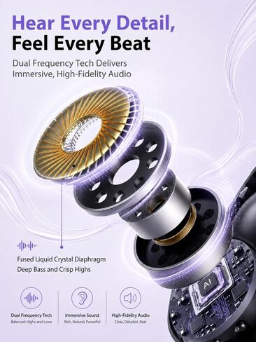Ultra Open Ear Earbuds - Clip on Earbuds, Open Ear Headphones with Small Lightweight Bone Conduction Design, Comfortable Fit for Running, Gym Workouts and Sports, Aurora Purple in Saudi Arabia