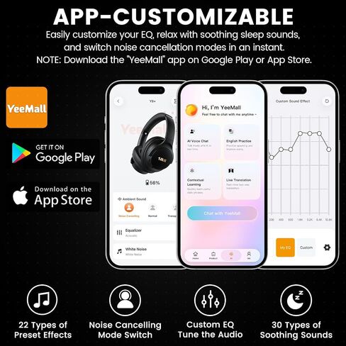 1Mii Y8+ Noise Cancelling Headphones for Gaming, Airplane & Travel, Black | Bluetooth 6.0 Over-Ear Wireless, Hybrid ANC, 100 hrs Playtime, Comfortable, LDAC Hi-Res Audio, Deep Bass, Custom EQ via APP in Saudi Arabia