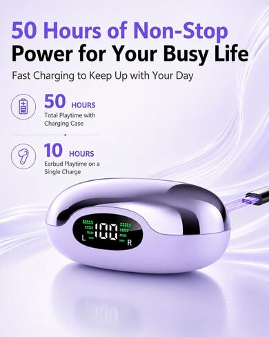 Ultra Open Ear Earbuds - Clip on Earbuds, Open Ear Headphones with Small Lightweight Bone Conduction Design, Comfortable Fit for Running, Gym Workouts and Sports, Aurora Purple in Saudi Arabia