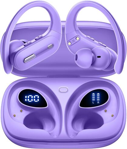 Active Noise Cancelling Wireless Earbuds Bluetooth Headphones 90 Hrs Playtime Ear Buds with Hi-Res Stereo Deep Bass Power Display Earphones with Earhooks Waterproof Transparency Headset Sports/Running in Saudi Arabia