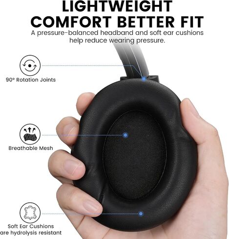 1Mii Y8+ Noise Cancelling Headphones for Gaming, Airplane & Travel, Black | Bluetooth 6.0 Over-Ear Wireless, Hybrid ANC, 100 hrs Playtime, Comfortable, LDAC Hi-Res Audio, Deep Bass, Custom EQ via APP in Saudi Arabia