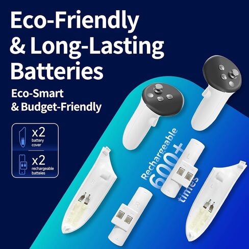 Charging Dock for Meta Quest3/3S, 18W Fast Charger with 2 Rechargeable Batteries, 8 LED Lighting Modes, USB-C Charging Accessory for Oculus Meta Quest 3/3S, Support Elite/Battery Head Strap in Saudi Arabia