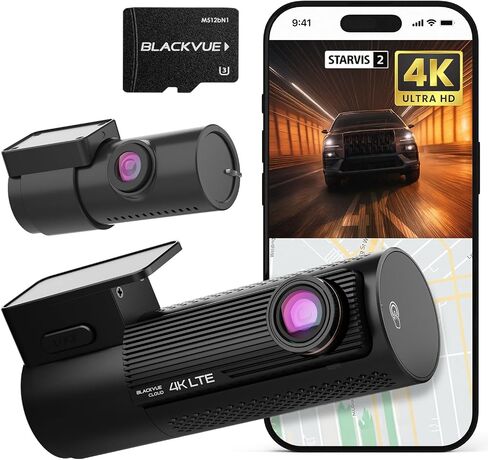 BlackVue DR970X LTE Plus II, 4K Dash Cam Front and Rear with 4G LTE, HDR | STARVIS 2, Free 64GB SD Card, 24H Parking Mode, Wi-Fi, App Control, Cloud Connectivity, Supports up to 1TB, Hardwire Cable in Kuwait