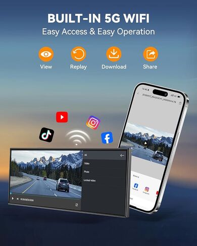 11.5" Wireless Carplay Screen for Car, Portable A pple Carplay & Android Auto Touch Screen, 4K Dash Cam/App Control/1080p Backup Camera/Mirror Link/Voice Control/GPS/Bluetooth,for All Vehicles in Kuwait