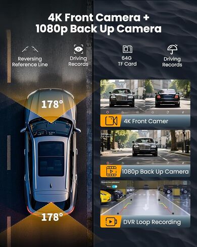 11.5" Wireless Carplay Screen for Car, Portable A pple Carplay & Android Auto Touch Screen, 4K Dash Cam/App Control/1080p Backup Camera/Mirror Link/Voice Control/GPS/Bluetooth,for All Vehicles in Kuwait