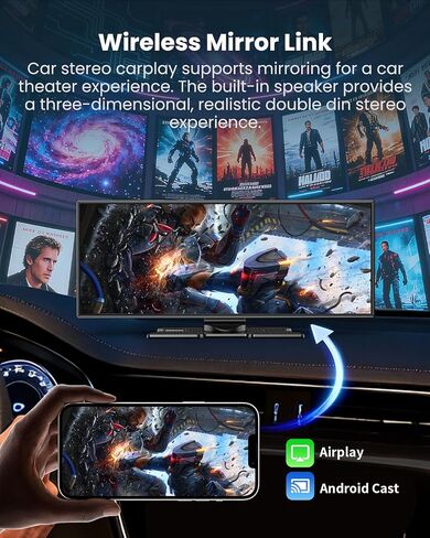 11.5" Wireless Carplay Screen for Car, Portable A pple Carplay & Android Auto Touch Screen, 4K Dash Cam/App Control/1080p Backup Camera/Mirror Link/Voice Control/GPS/Bluetooth,for All Vehicles in Kuwait