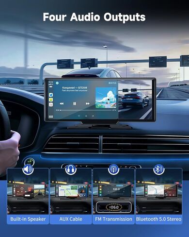11.5" Wireless Carplay Screen for Car, Portable A pple Carplay & Android Auto Touch Screen, 4K Dash Cam/App Control/1080p Backup Camera/Mirror Link/Voice Control/GPS/Bluetooth,for All Vehicles in Kuwait