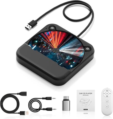 External Portable CD Player for Car, Plug and Play Car CD Player with USB Port AUX Port, Universal USB Player for Vehicle, Laptop, TV, Computer, for Android 4.4 and Above Navigation in Saudi Arabia