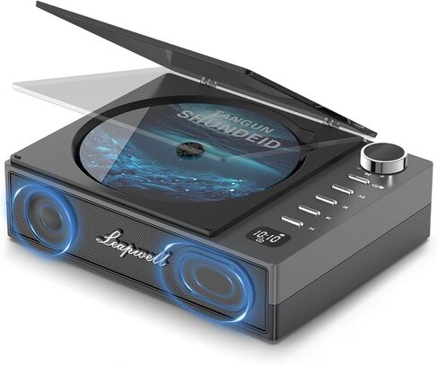 CD Player Portable, Leapwell Portable CD Player with Speakers Bluetooth Rechargeable, Small Compact Retro CD Players for Home, Personal Desktop CD Player with USB FM Black in Saudi Arabia