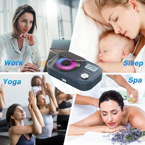 MONODEAL CD Player Portable, White Noise Portable CD Player with Bluetooth | Dual Stereo Speakers FM Radio/USB/AUX,Remote Control,4000mAh Rechargeable CD Players for Car/Home Navy Blue in Kuwait