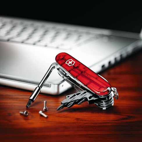 Victorinox CyberTool M 32 Function Swiss Army Pocket Knife, Red Transparent | Medium pocket knife with fold-out bit case, bit wrench, pliers, and wire stripper for electronics and EDC repairs in Kuwait