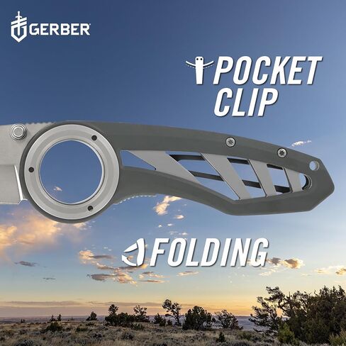 Gerber Remix EDC Folding Pocket Knife, 3" Fine Edge Blade, Survival, Gray | 3-inch fine edge blade, pocket clip for men, lightweight EDC, camping, survival, everyday carry in Saudi Arabia